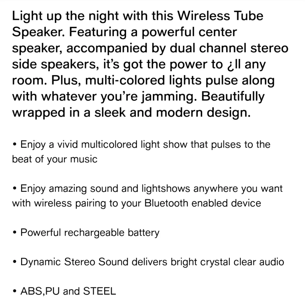 Brookstone LED dynamic wireless speaker - Picture 3 of 10